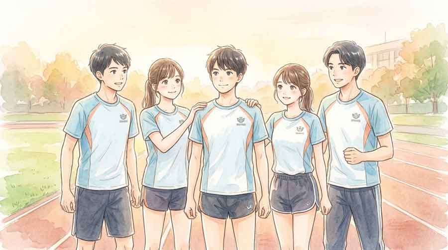 新体制で意気込む明治大学の選手たちのイラスト