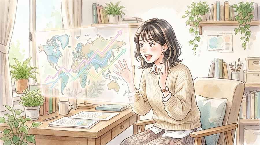 片頭痛が最近ひどいと感じる女性が世界のデータグラフを見て驚く