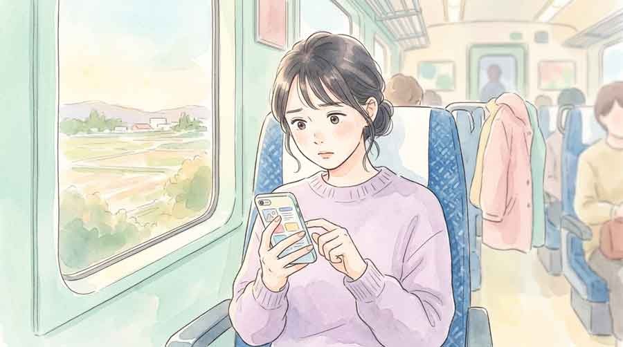 マイナ保険証の噂についてスマホでSNSを確認する女性