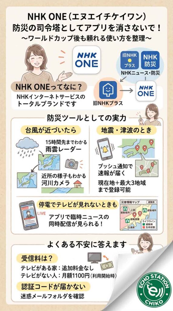NHK ONEって「見るだけ」じゃなかった!台風・地震のとき本当に頼れる使い方、知ってる?インフォグラフ