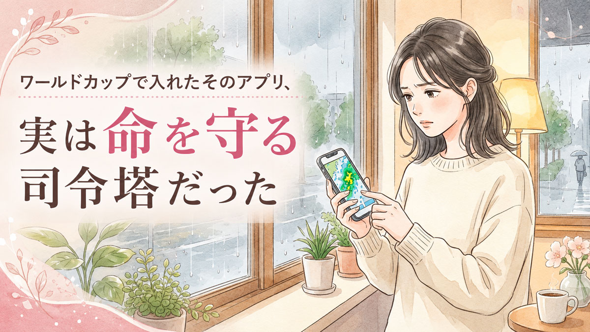 NHK ONE 台風・地震のとき頼れる使い方を確認する女性
