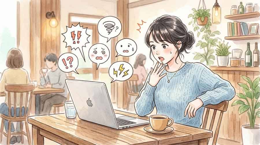 年金未納の不安をSNSで見て驚く女性のスマホ画面