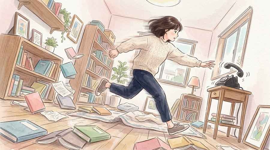 熊本震度7地震で今すぐ家族の安全を確認する女性の様子