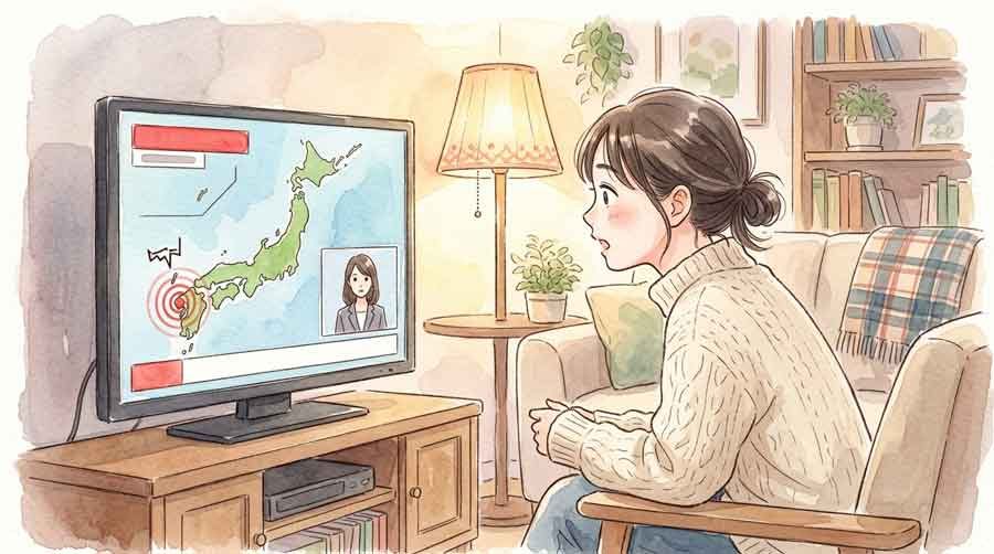 熊本震度7地震の震源と震度を確認するニュース画面