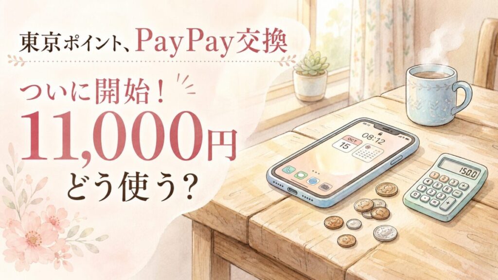 東京ポイントPayPay交換はいつからか確認する20代女性の手元スマホ画面