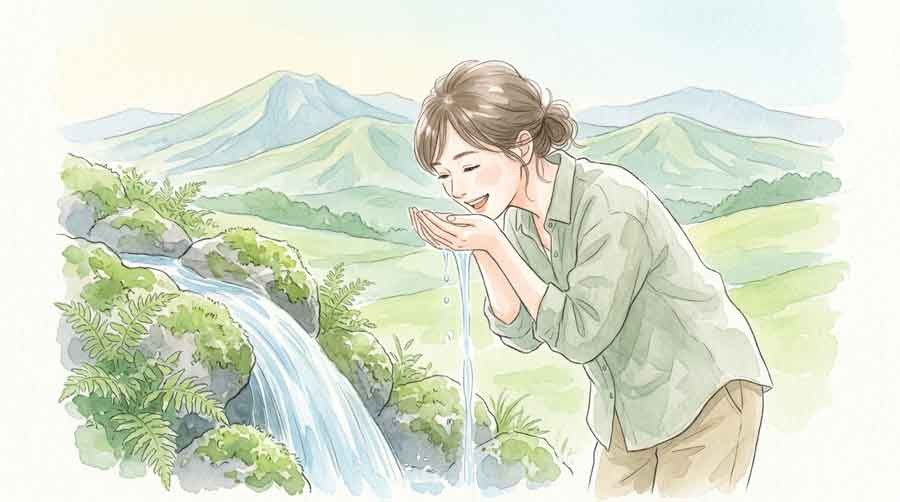 熊本 地下水 なぜ豊富かTSMC進出の背景を見上げる女性
