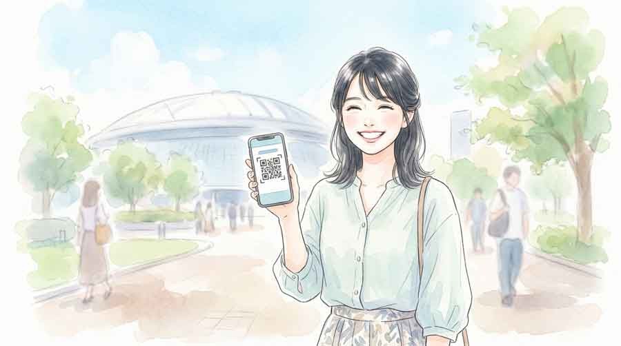 水曜どうでしょう祭のチケットを手に持って喜ぶ様子
