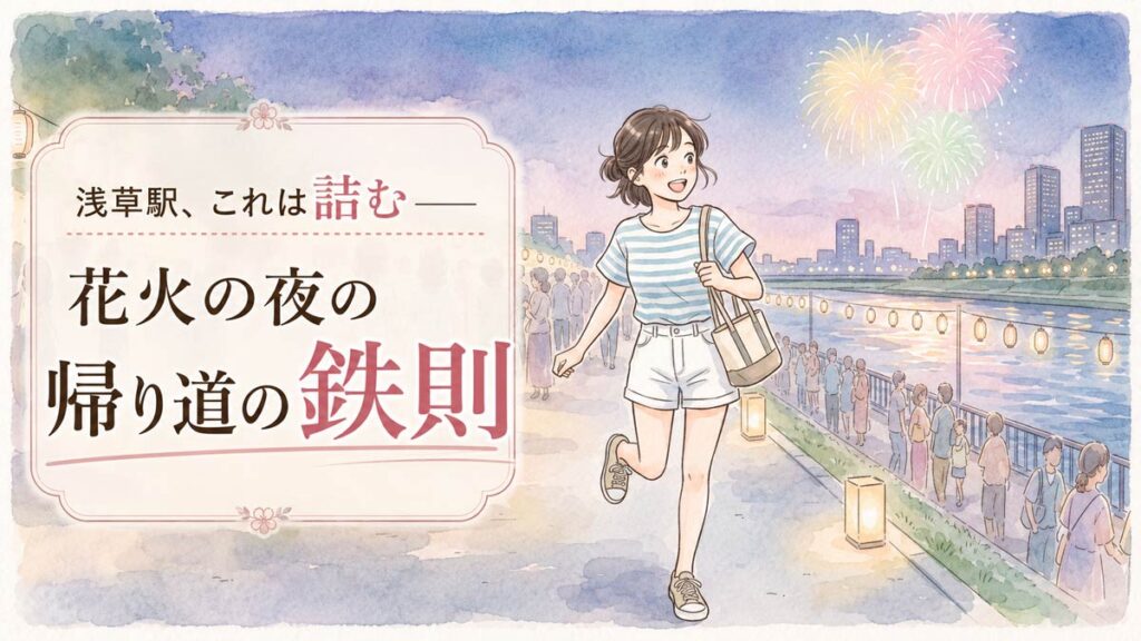 浅草駅混雑回避を考える隅田川花火大会2026の夜空と人混み