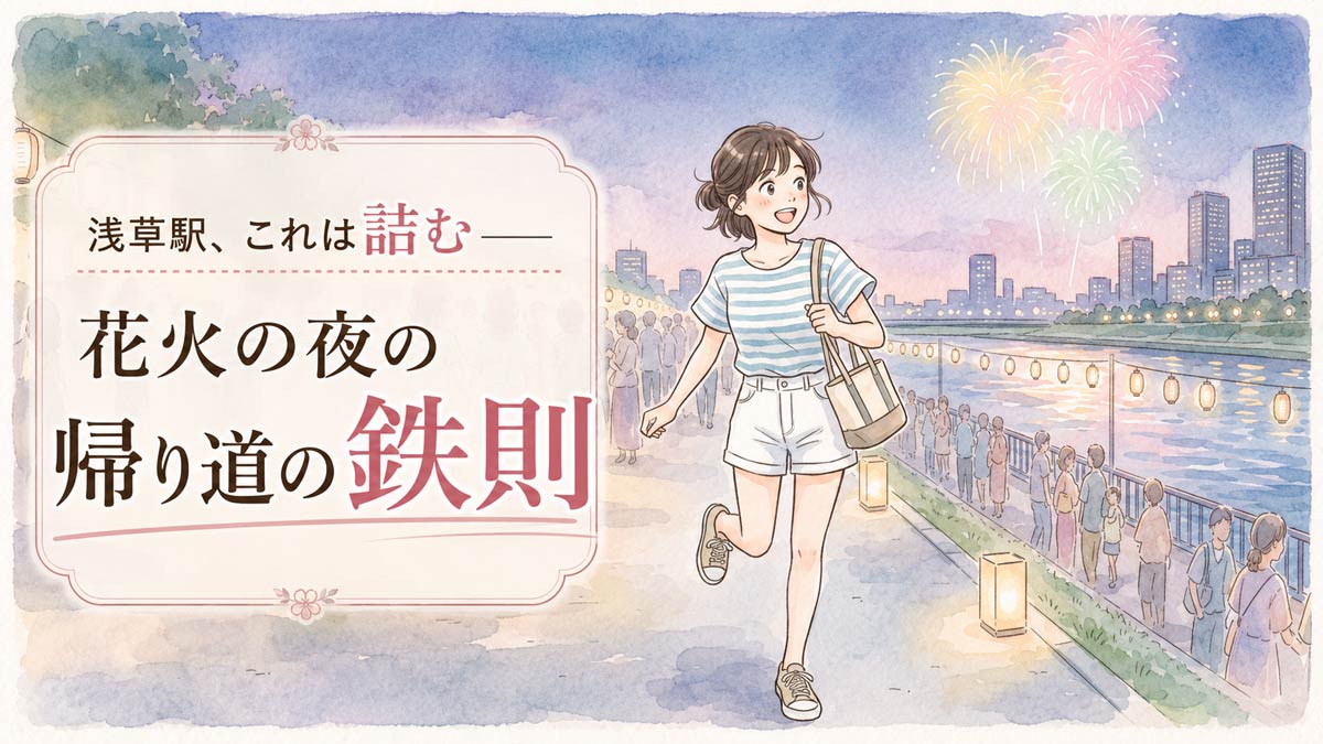 浅草駅混雑回避を考える隅田川花火大会2026の夜空と人混み