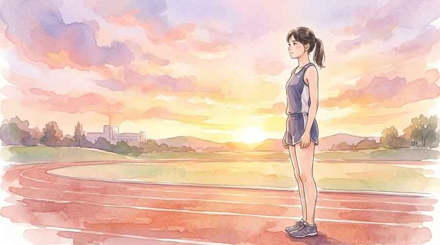 悔しさをこらえながら前を見据える東洋大学の選手のイラスト