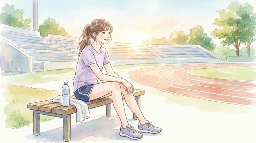 悔しそうな表情でレースを振り返る監督と選手のイラスト