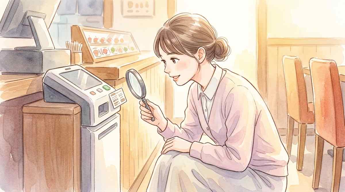 全東信の決済端末識別番号を確認する飲食店スタッフ