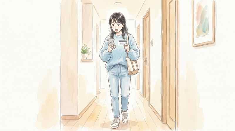 証券口座の不正利用に気づき慌てて確認する女性