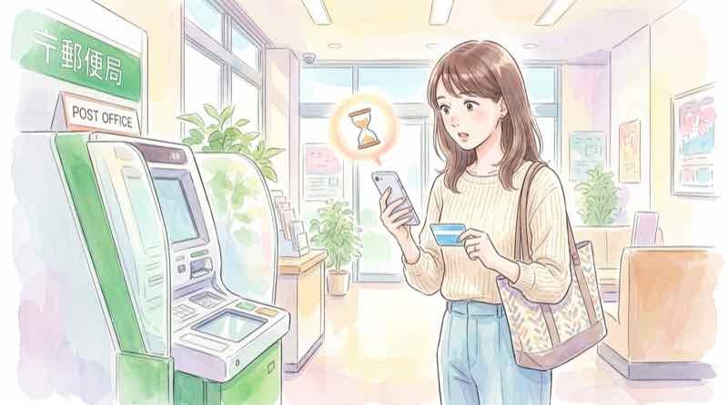 ゆうちょ通帳アプリのATM生体認証を使って高額を引き出す仕組みのイメージ