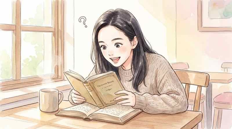 ブラッサム朝ドラ原作を調べる女性と本のイラスト