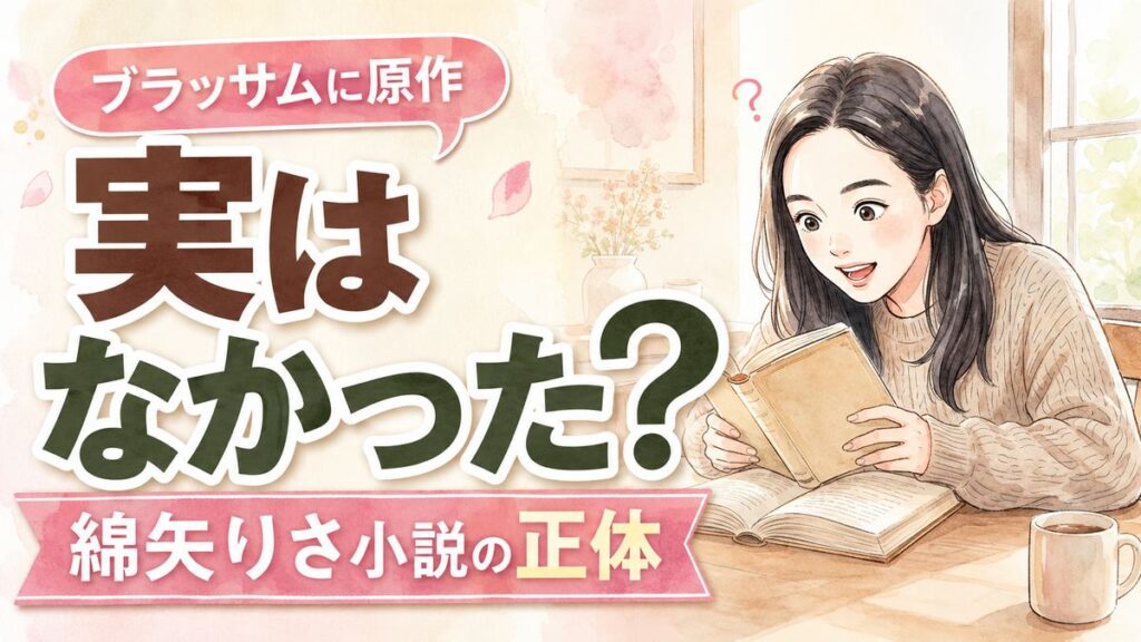 ブラッサム朝ドラ原作を調べる女性と本のイラスト