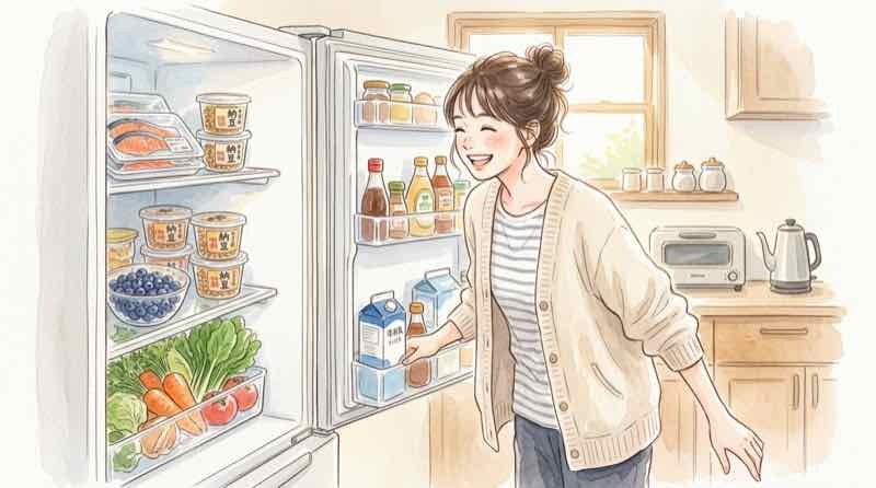 スーパーで買える脳の健康を守る1日の食事例を並べたイメージ