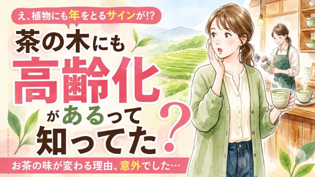 日本 茶畑 消える現状を象徴する緑茶畑と抹茶ラテのコントラスト風景