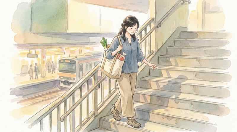 コミケ108帰り混雑を避けて駅へ向かう参加者のイラスト