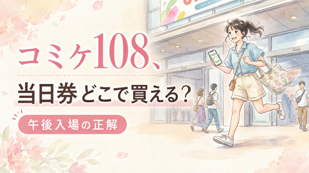 コミケ108当日券はどこで買える?午後入場の仕組みを解説する会場前のイラスト