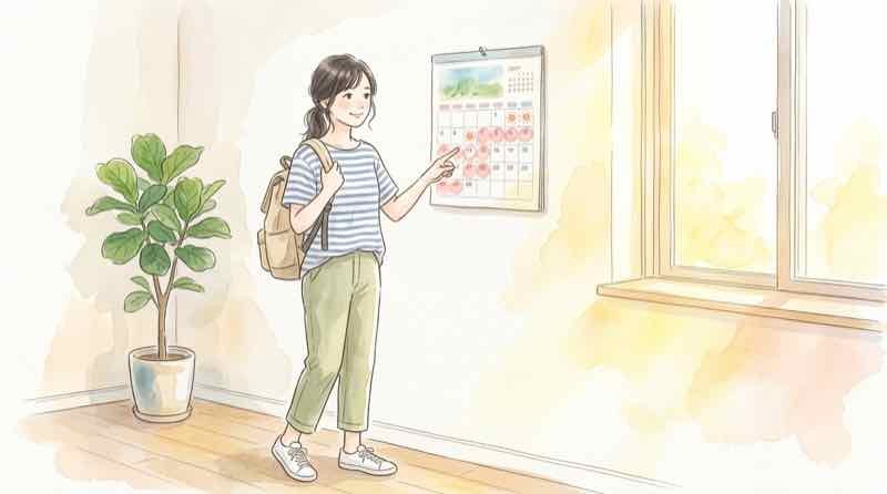 夏季休暇の申請について会社に確認するパートの様子