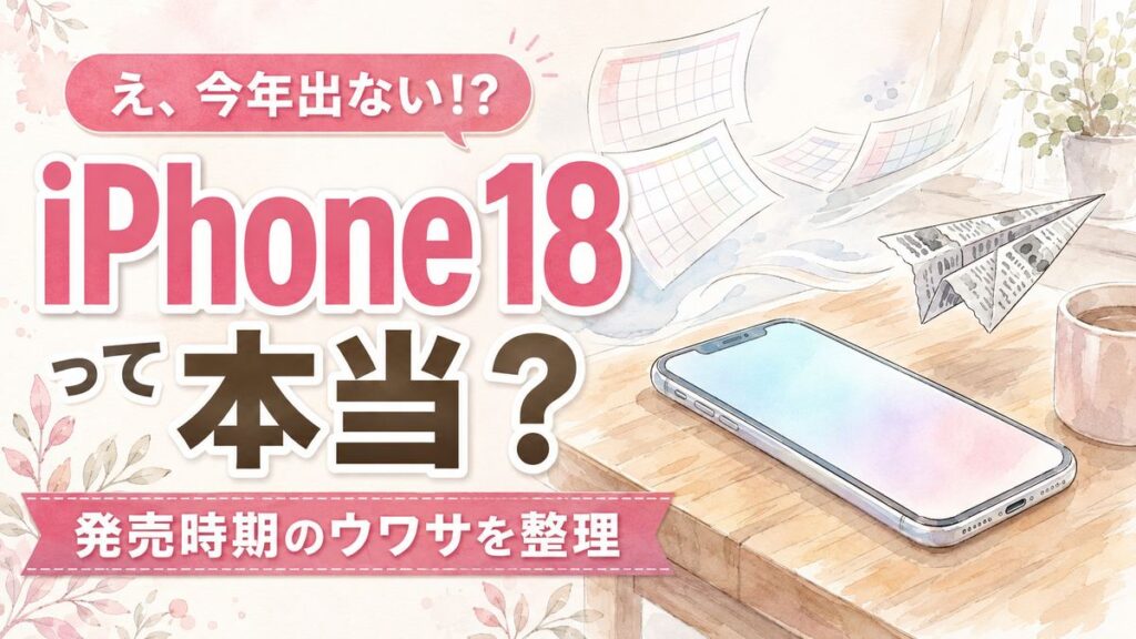 iPhone18発売日はいつ?驚く女性とスマホ画面のイメージ