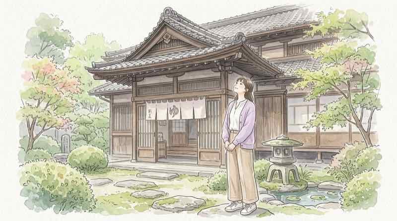 江戸東京たてもの園の子宝湯を見学する女性