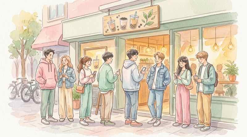 タピオカブーム後も賑わうゴンチャの店頭に並ぶ人々