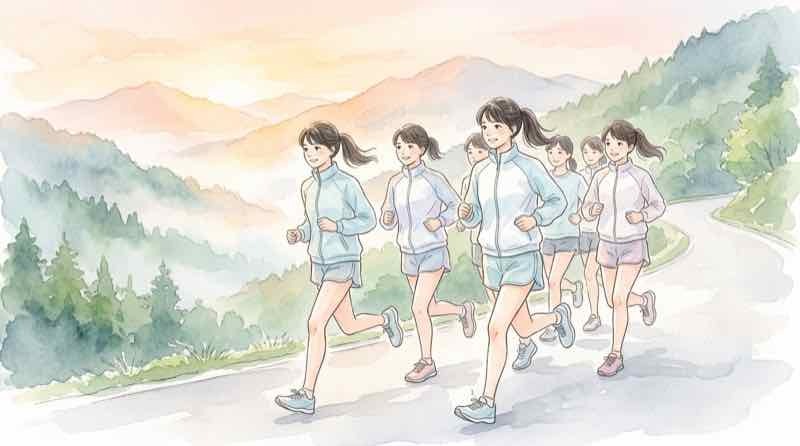 青学 箱根駅伝の強さを支える朝練シーンを描いたイラスト