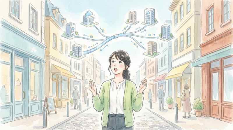 光コラボの仕組みを説明する光回線 NTT苦情に関するイラスト