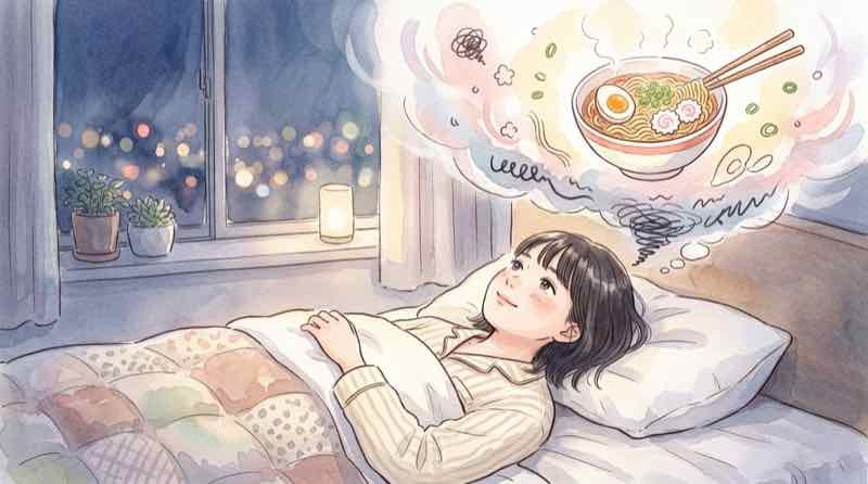ストレスと睡眠不足で食欲が乱れる様子のイメージ
