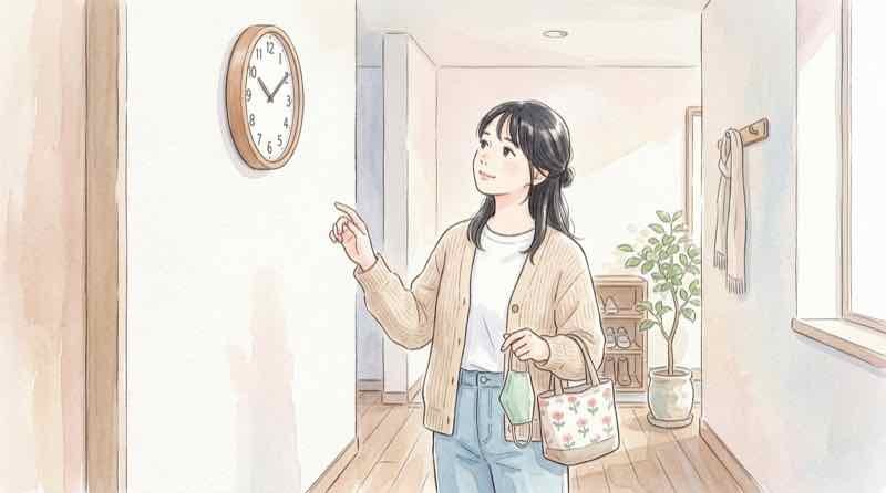インフルエンザの検査を受けるタイミングを時計で確認する女性