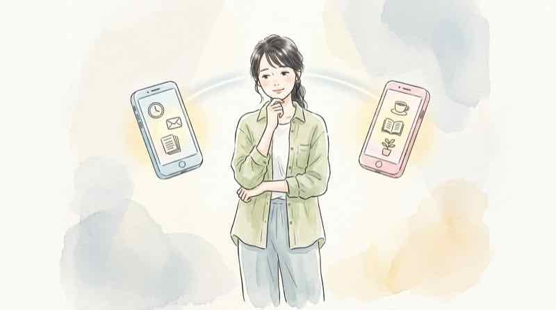iPhone17とiPhone18を比較する女性のイメージ