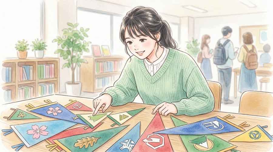 優勝候補の大学を比較検討する女性のイラスト