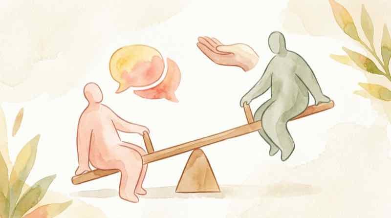 要求内容と伝え方の2軸で悩む店員と客のイラスト