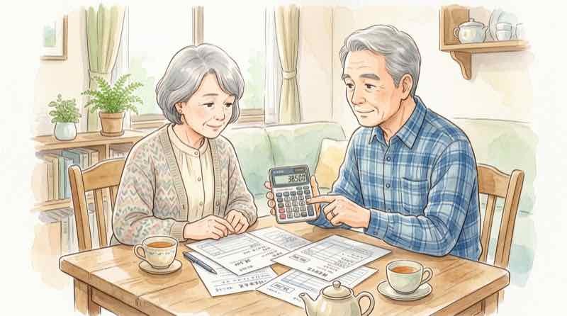 2026年8月の高額療養費制度改定の書類を確認する高齢夫婦