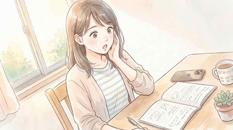 2027年共通テストの受験生が机に向かい驚いた表情を見せる様子