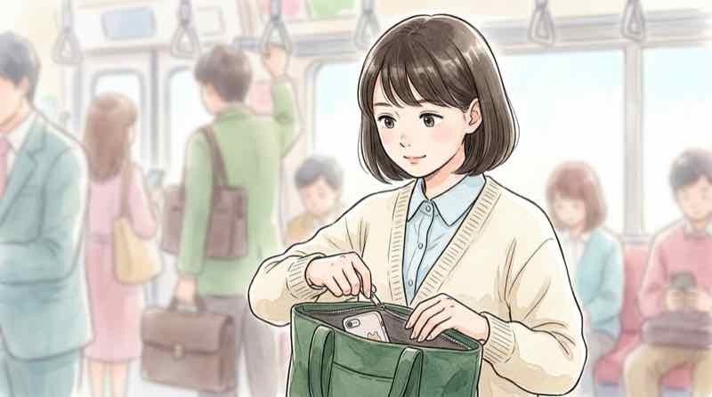 スマホをかばんにしまう受験生の様子