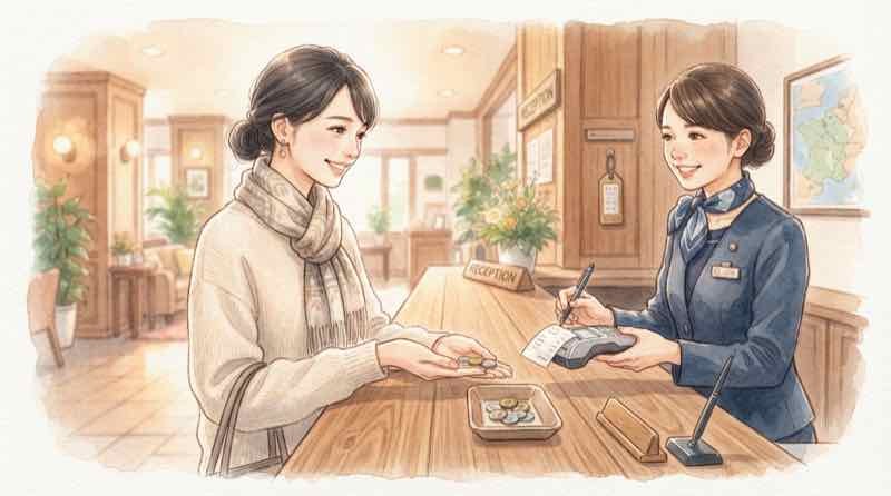 宿泊税や入湯税を現地で支払う場面、九州ふっこう応援割の対象外費用