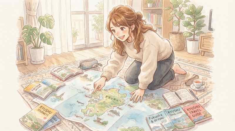 チェックリストを見て納得した表情の女性、九州ふっこう応援割の注意点まとめ