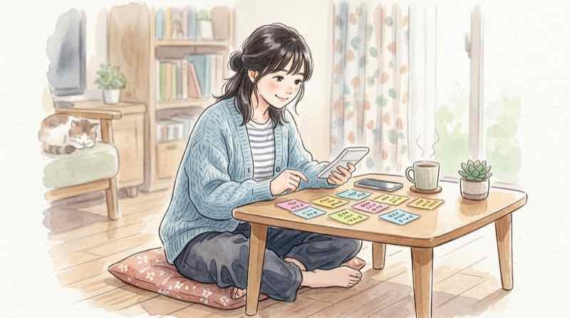 解約か継続か悩みながらスマホを見る女性のイメージ