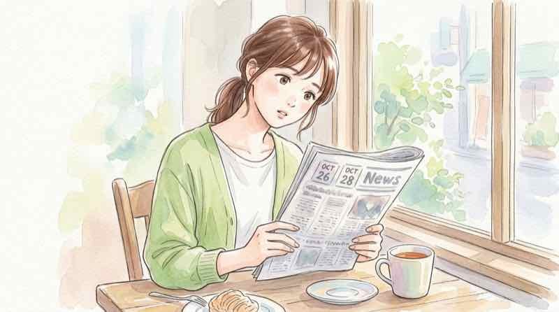 2027年春と2027年の表記の違いに首をかしげる女性