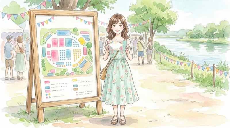 大曲の花火2026の観覧席チケットを手に持つ女性