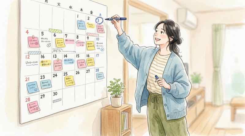 オルセー美術館展2026のチケット販売スケジュールを確認するカレンダーのイラスト