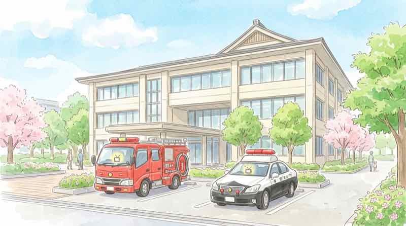 パトカーと消防車がNHK受信料の対象になっている様子を示す画像