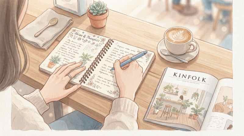 巡るスワン 生活安全課について調べてノートにまとめる女性