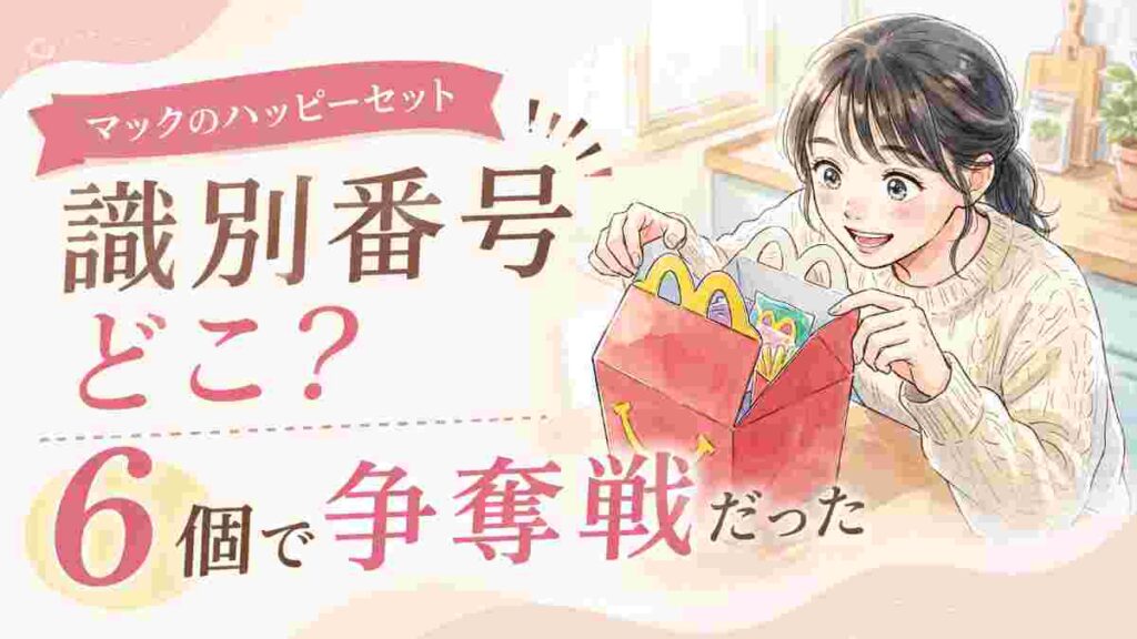 マクドナルド ポケモン識別番号を確認する女性とハッピーセットの箱