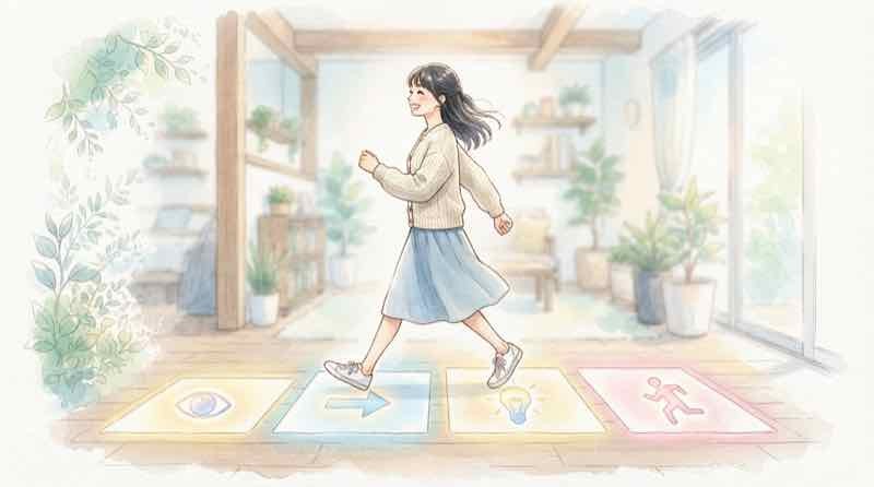 自衛隊の情報が見つける運ぶ考える動くの4段階で流れていくプロセス図