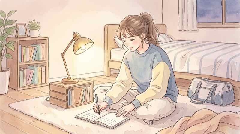 青学 駅伝 自主性を表す、目標管理シートに書き込む選手のイラスト