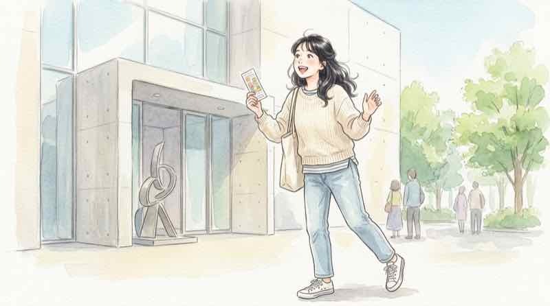 少女漫画インフィニティのチケット売場で前売券を手にする女性
